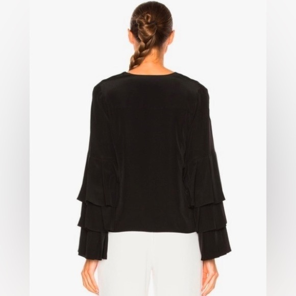 Alexis Valencia Silk Tiered Sleeve Blouse in Black S - Picture 3 of 7